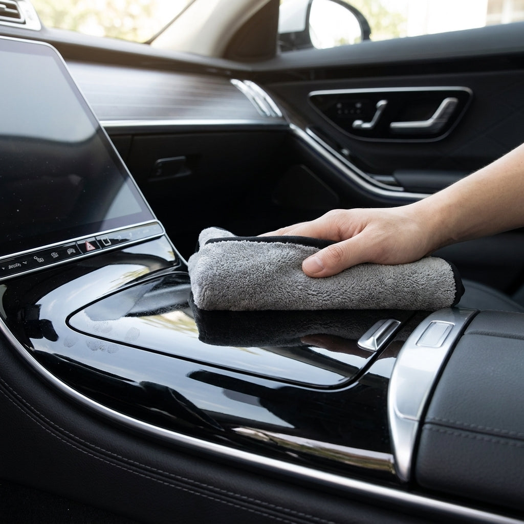 Toalla de Microfibra para Plásticos e Interior del Coche - Sin Pelusas ni Rayas